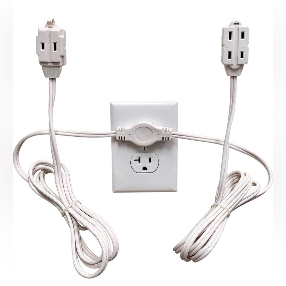 Twin Extension Cord Power Strip - 12 Foot Cord - 6 feet on Each Side -